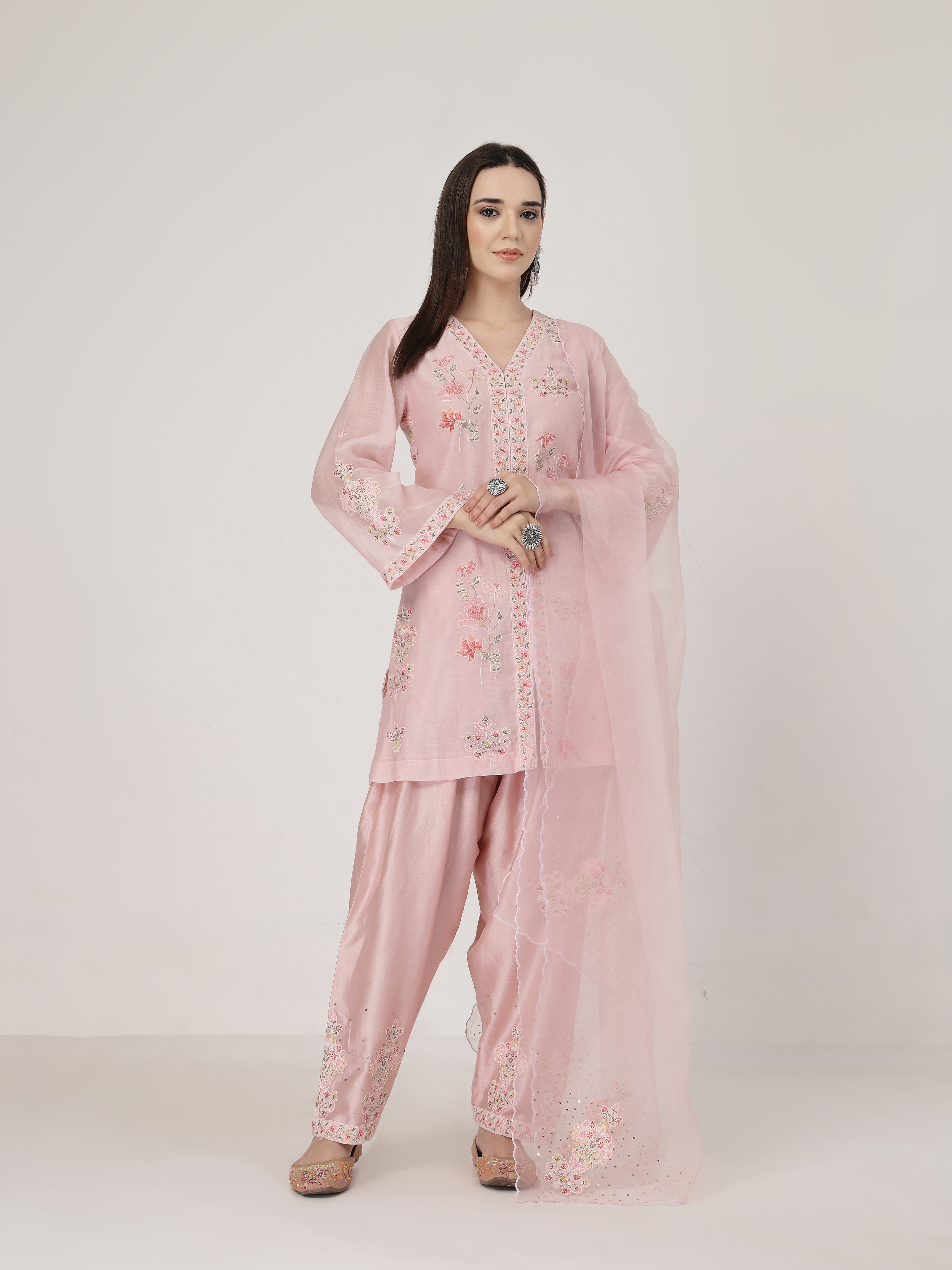 ShopKapaas Pearl Pink Suit Set - With Dupatta
