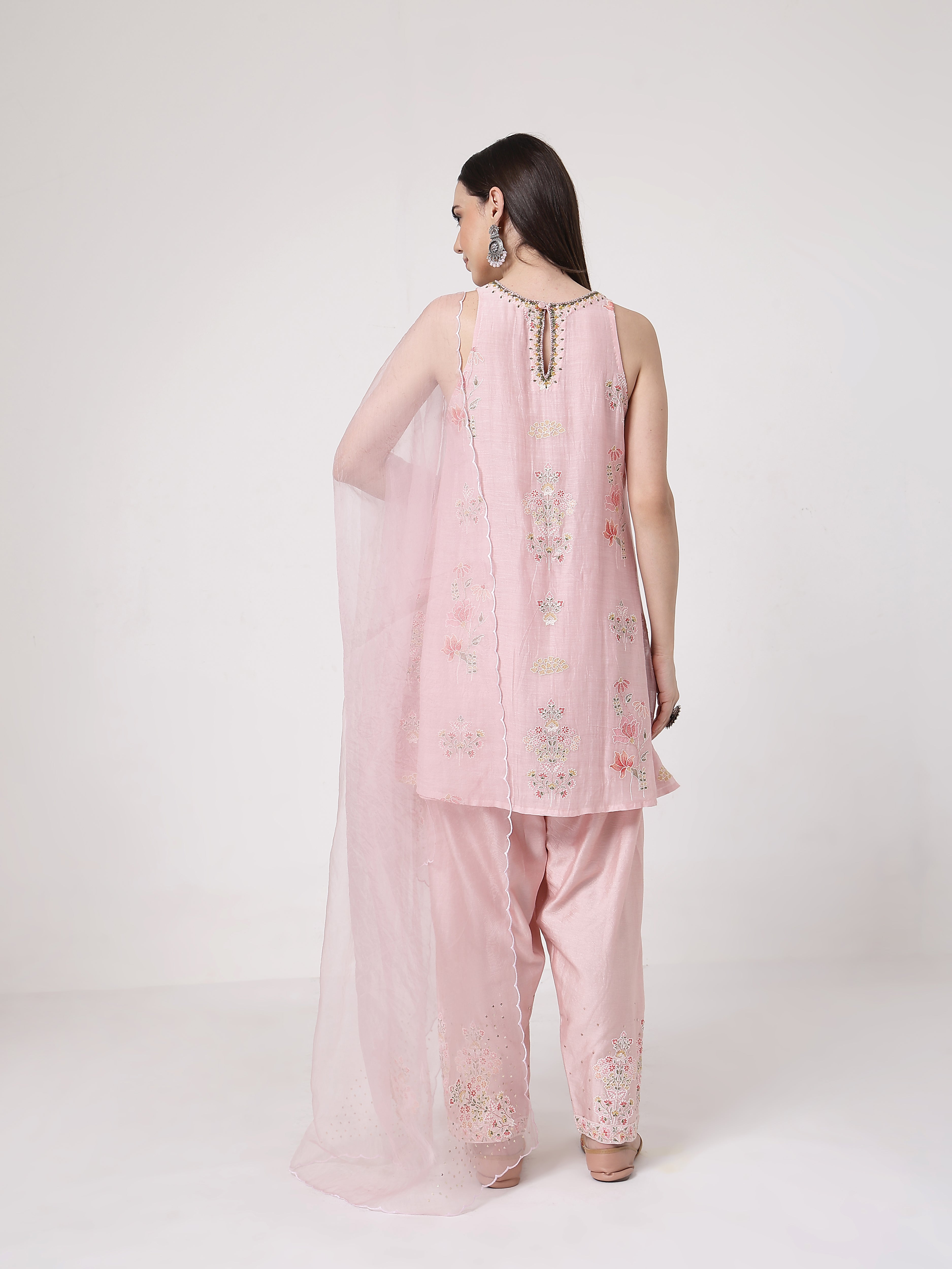 ShopKapaas Pearl Pink A-line Salwar Set - With Dupatta