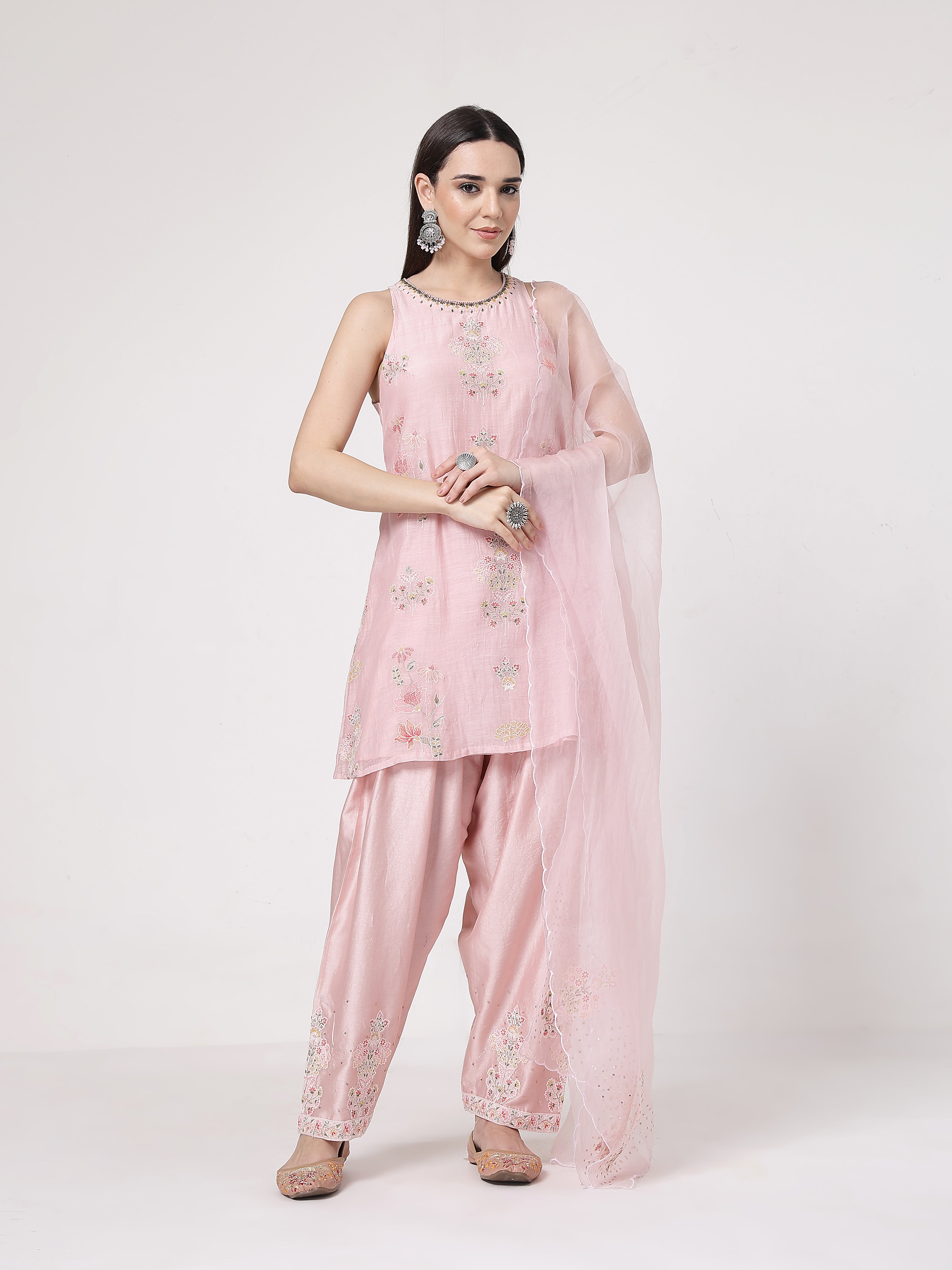 ShopKapaas Pearl Pink A-line Salwar Set - With Dupatta