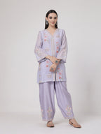 ShopKapaas Mauve A-line Suit Set - With Dupatta