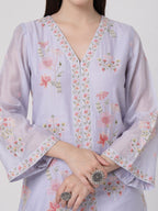 ShopKapaas Mauve A-line Suit Set - With Dupatta