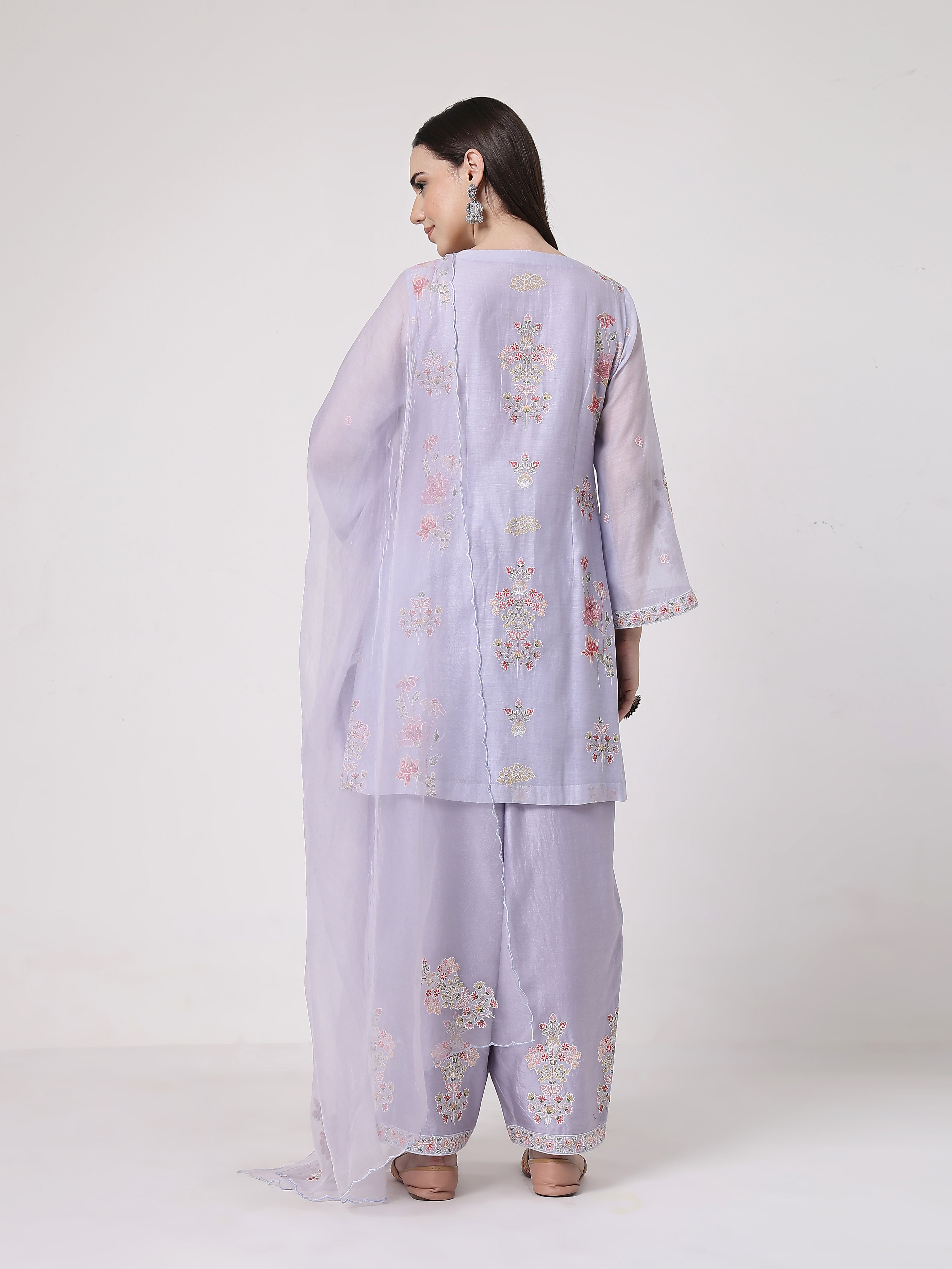 ShopKapaas Mauve A-line Suit Set - Without Dupatta