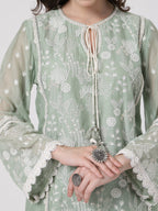 ShopKapaas Sage Green Lace Set - Without Dupatta