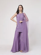 ShopKapaas Lilac Sharara Set - With Dupatta