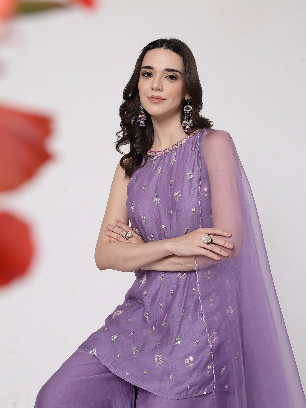 ShopKapaas Lilac Sharara Set - With Dupatta