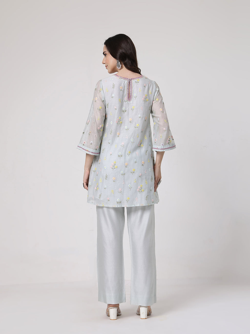 ShopKapaas Mint Blue A-line Set - With Dupatta