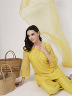 ShopKapaas Kesari Flared Sants Set - With Dupatta