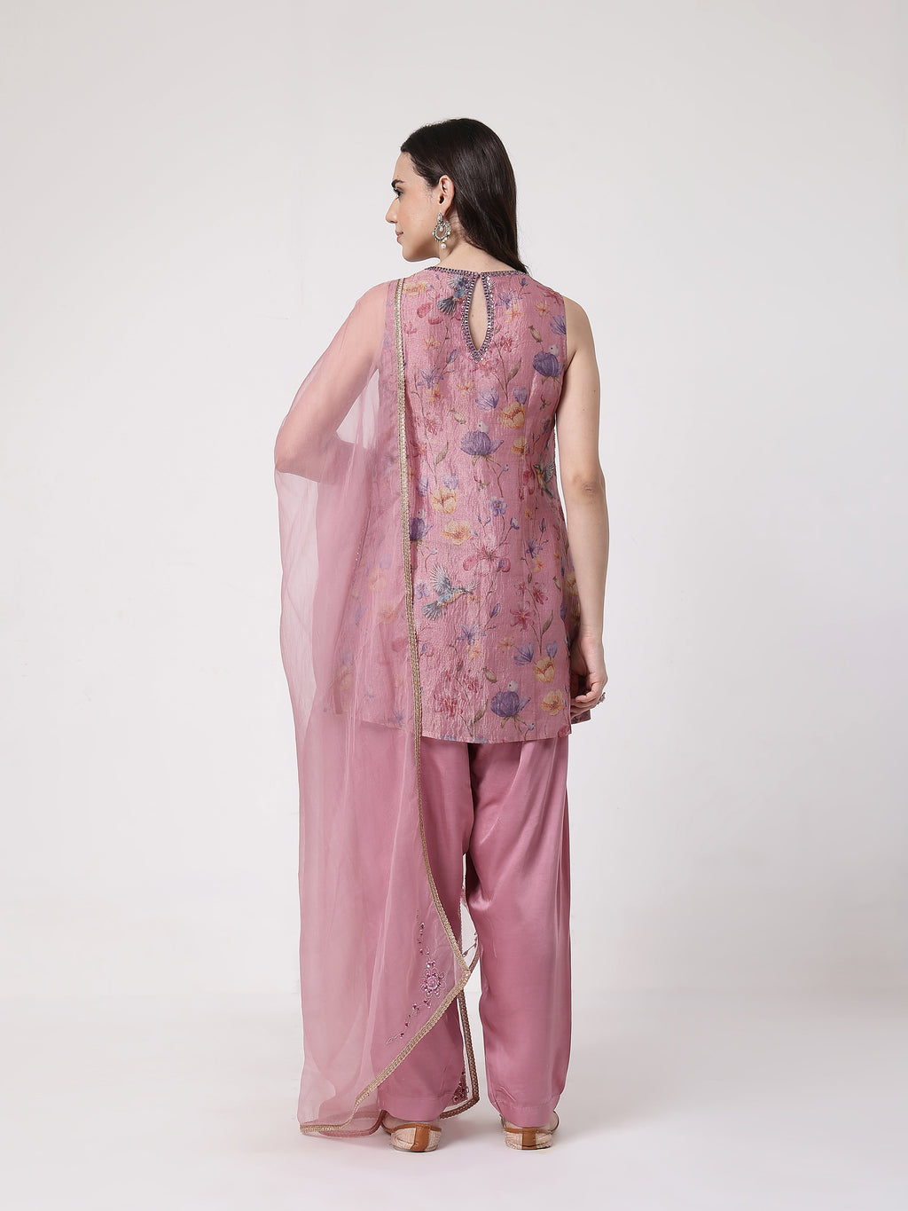 ShopKapaas Mauve Crushed Salwar Set - With Dupatta
