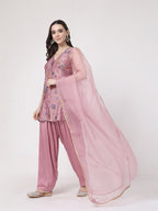 ShopKapaas Mauve Crushed Salwar Set - With Dupatta