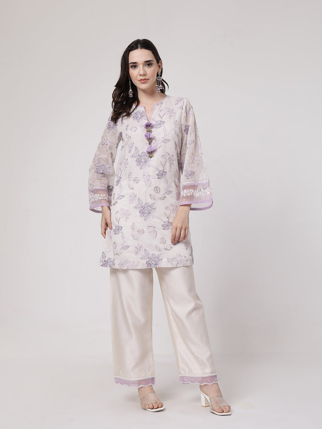 ShopKapaas Lilac Tassels Kurta Set - Without Dupatta