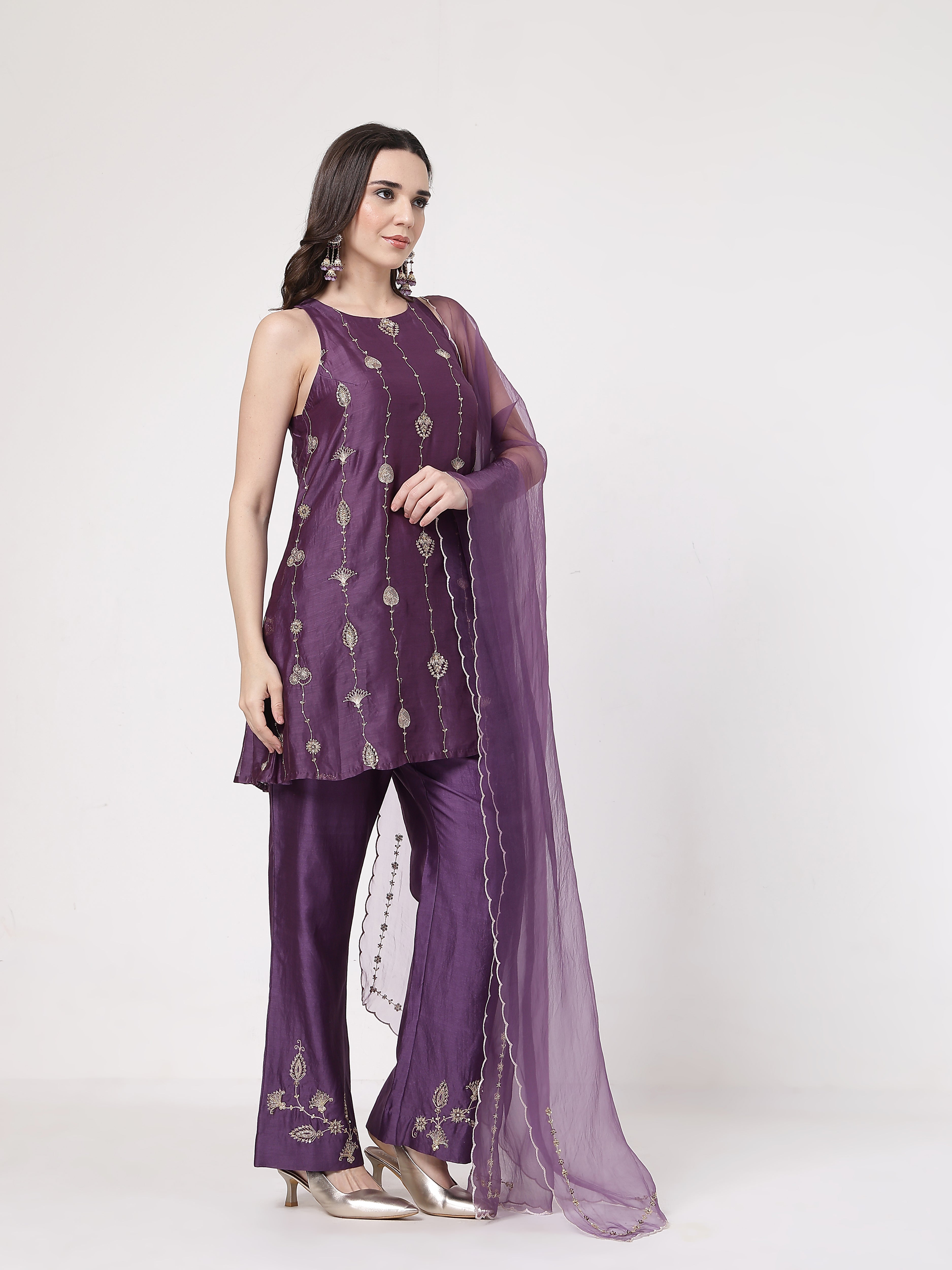 ShopKapaas Violet A-line Set - With Dupatta
