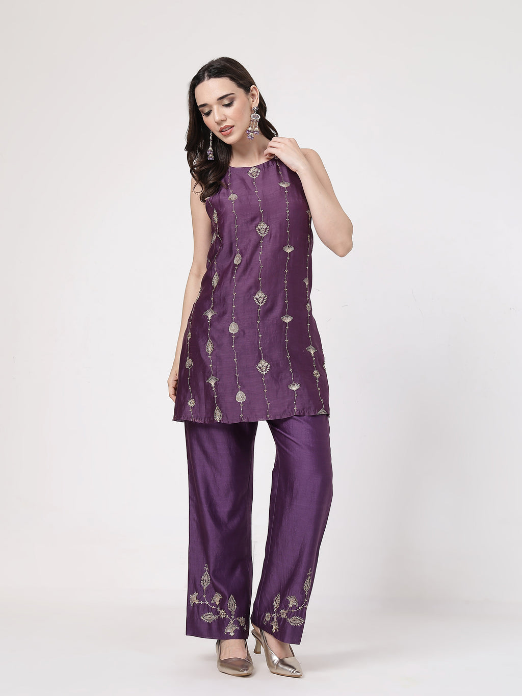 ShopKapaas Violet A-line Set - With Dupatta