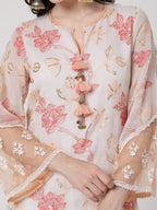 ShopKapaas Peach Tassels Kurta Set - With Dupatta