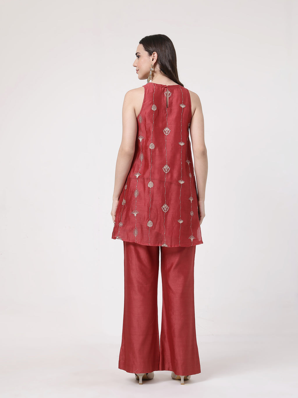 ShopKapaas Maroon A-line Set - With Dupatta