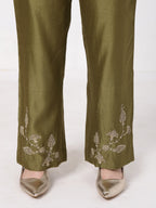 ShopKapaas Olive A-line Set - Without Dupatta