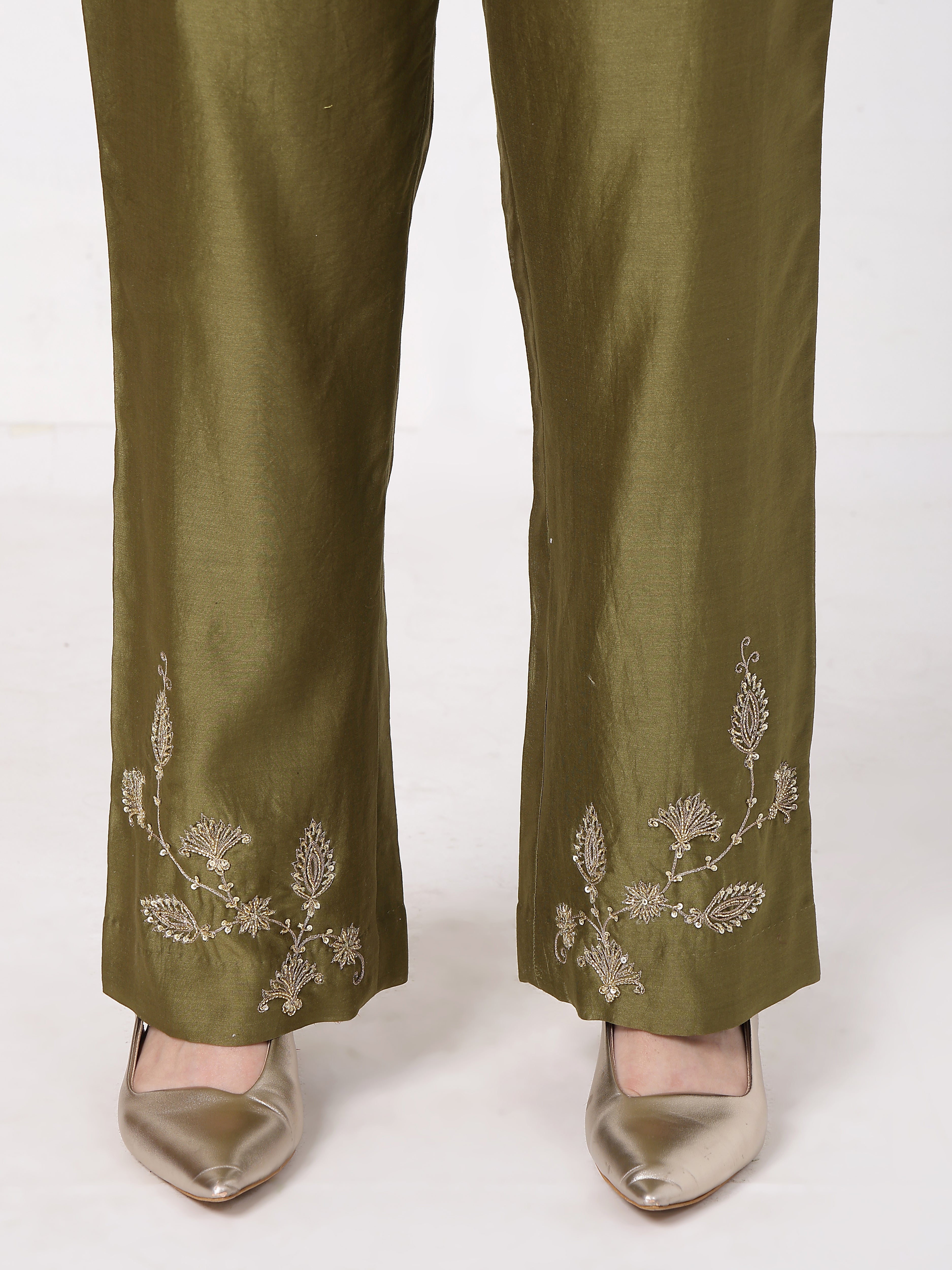 ShopKapaas Olive A-line Set - Without Dupatta