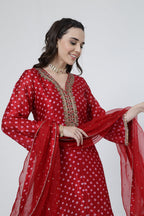 ShopKapaas Crimson Bandhani Salwar Set - With Dupatta