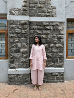 ShopKapaas Pink Floral Embroidered Linen Co-ord Set - Pants Only
