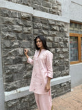 ShopKapaas Pink Floral Embroidered Linen Co-ord Set - Set