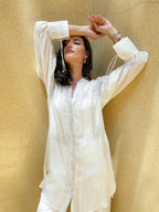 ShopKapaas Pearl White Pintuck Kurta