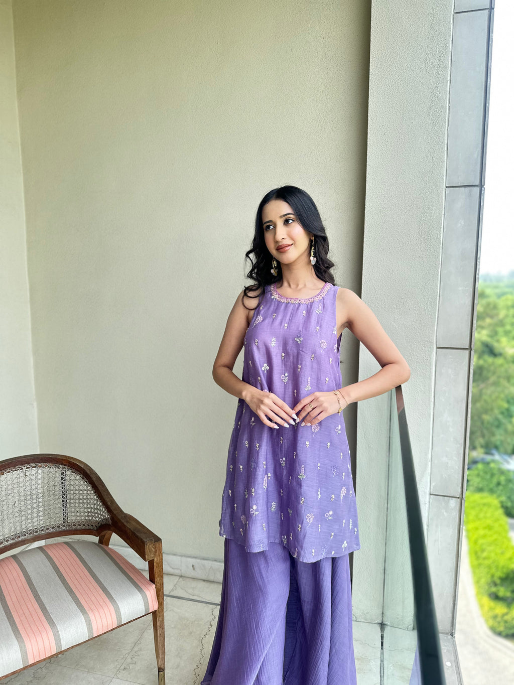 ShopKapaas Lilac Sharara Set - Without Dupatta
