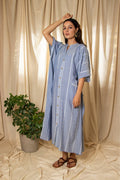 ShopKapaas Powder Blue Woven Button Kaftan - With Cotton Lining Slip