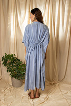 ShopKapaas Powder Blue Woven Button Kaftan