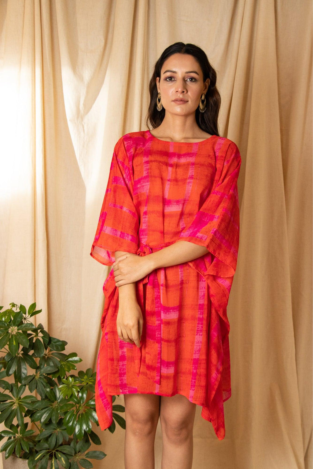 ShopKapaas Gerua Chiffon Kaftan Dress
