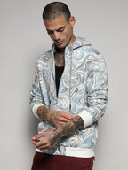 Campus Sutra Contrast Fluid Zip Front Hoodie