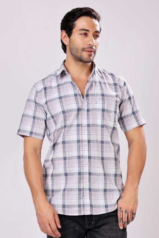 Stylox Men's Regular Fit Half Sleeve Casual Check Shirt