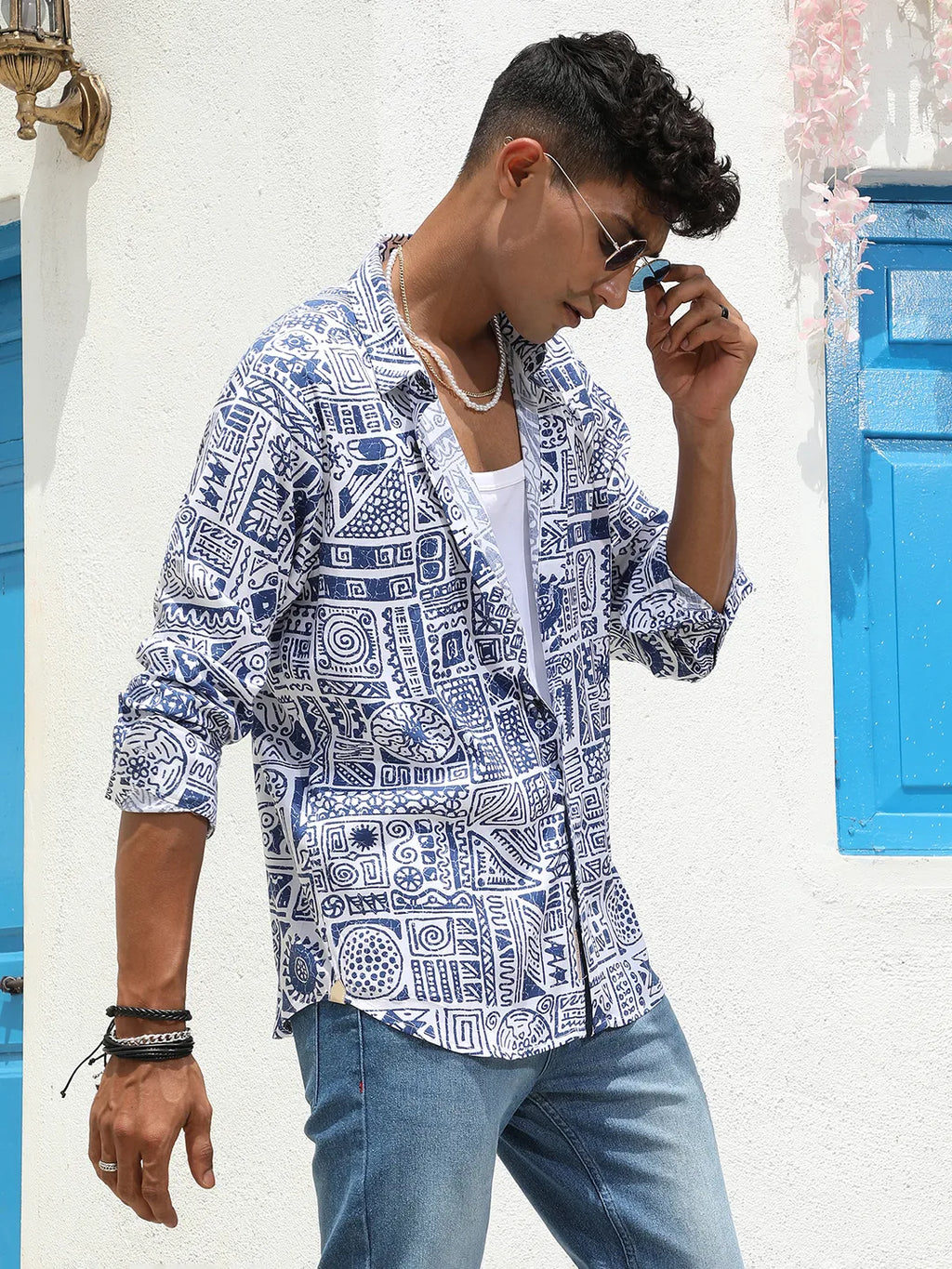 Campus Sutra Contrast Aztec Shirt