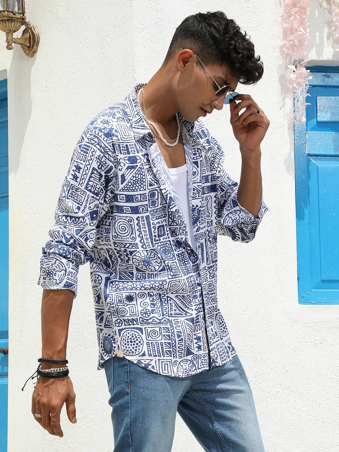 Campus Sutra Contrast Aztec Shirt
