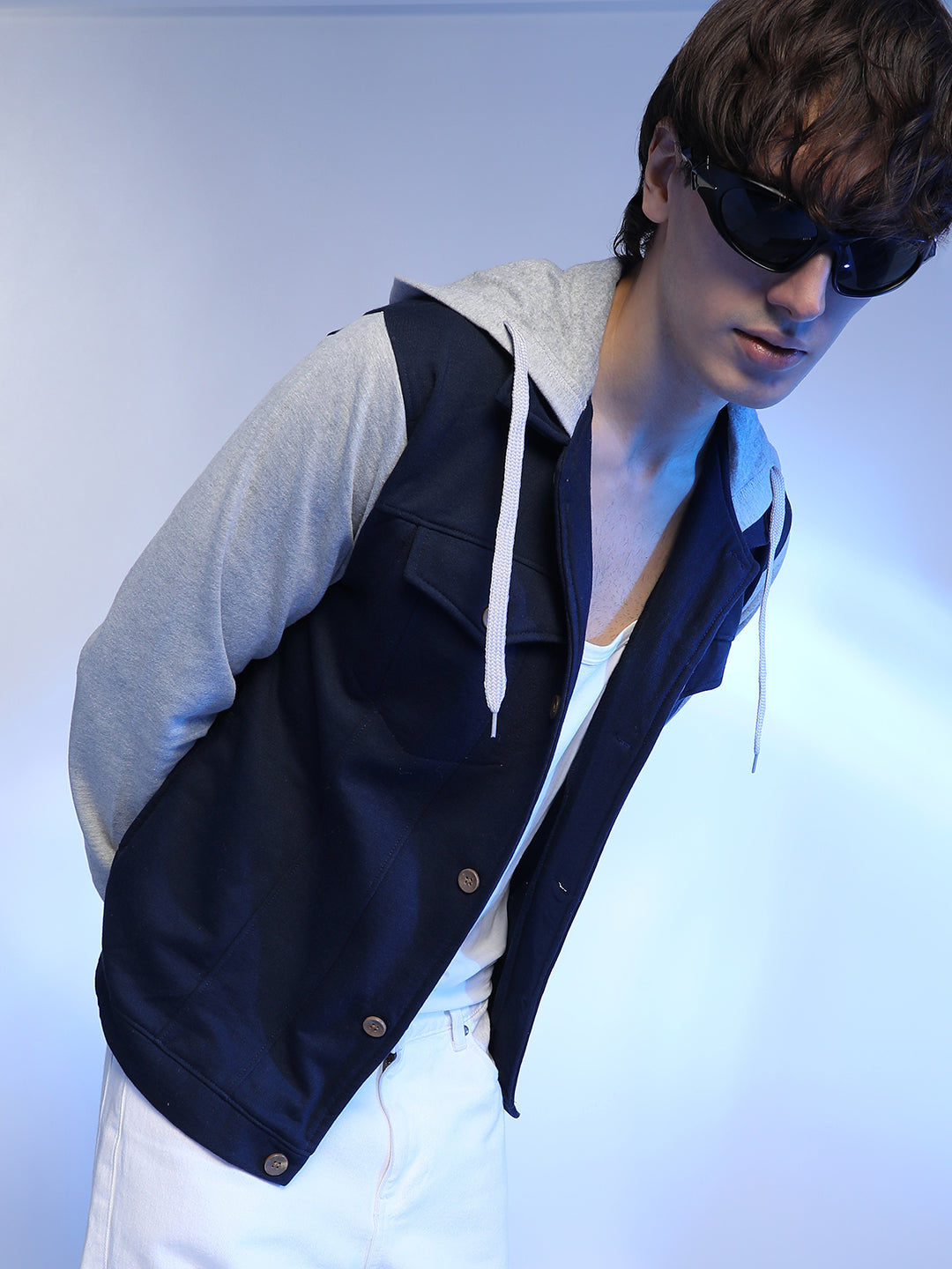 Campus Sutra Button-Front Jacket With Contrast Detail
