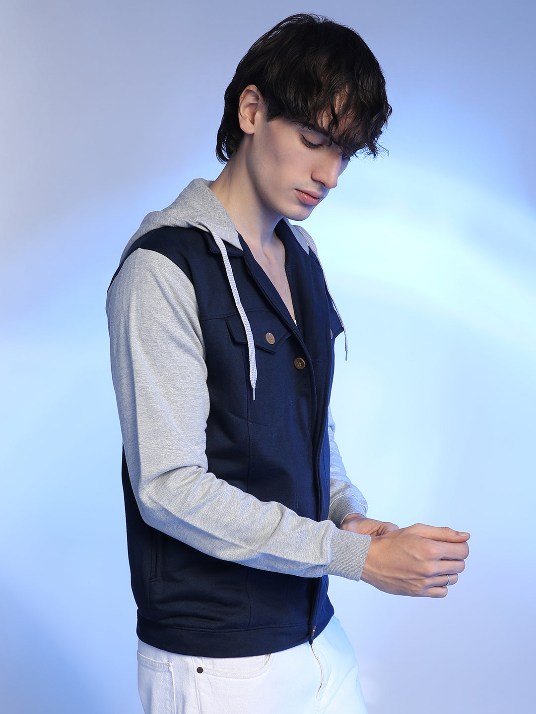 Campus Sutra Button-Front Jacket With Contrast Detail