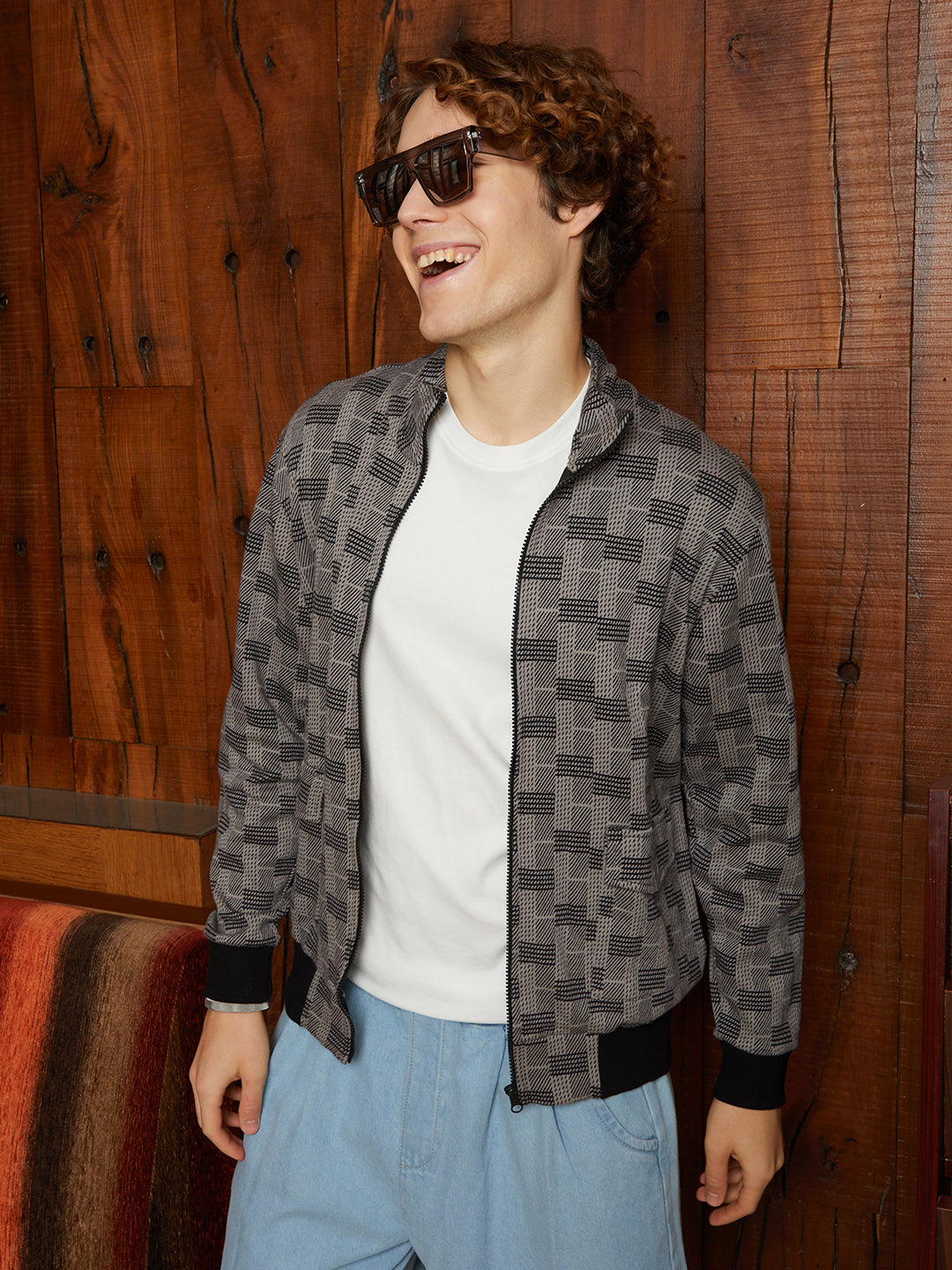 Campus Sutra Zip-Front Brick Jacket