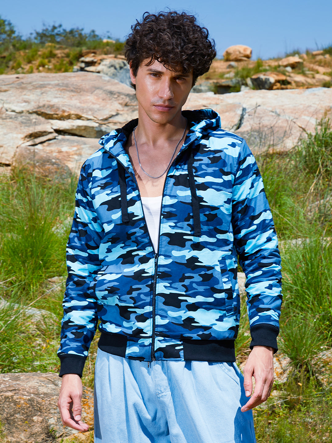 Campus Sutra Camouflage Hoodie With Insert Pocket