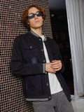 Campus Sutra Dark-Wash Denim Bomber Jacket