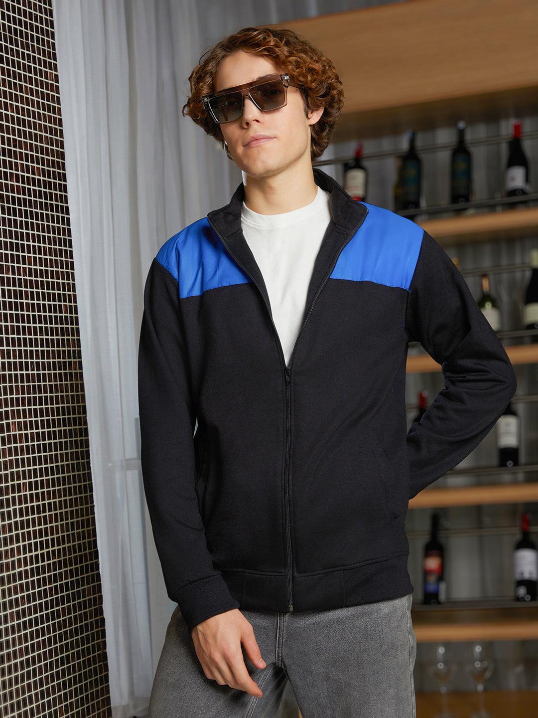 Campus Sutra Contrast Zip-Front Jacket