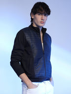 Campus Sutra Zip-Front Jacket With Quilted Detail