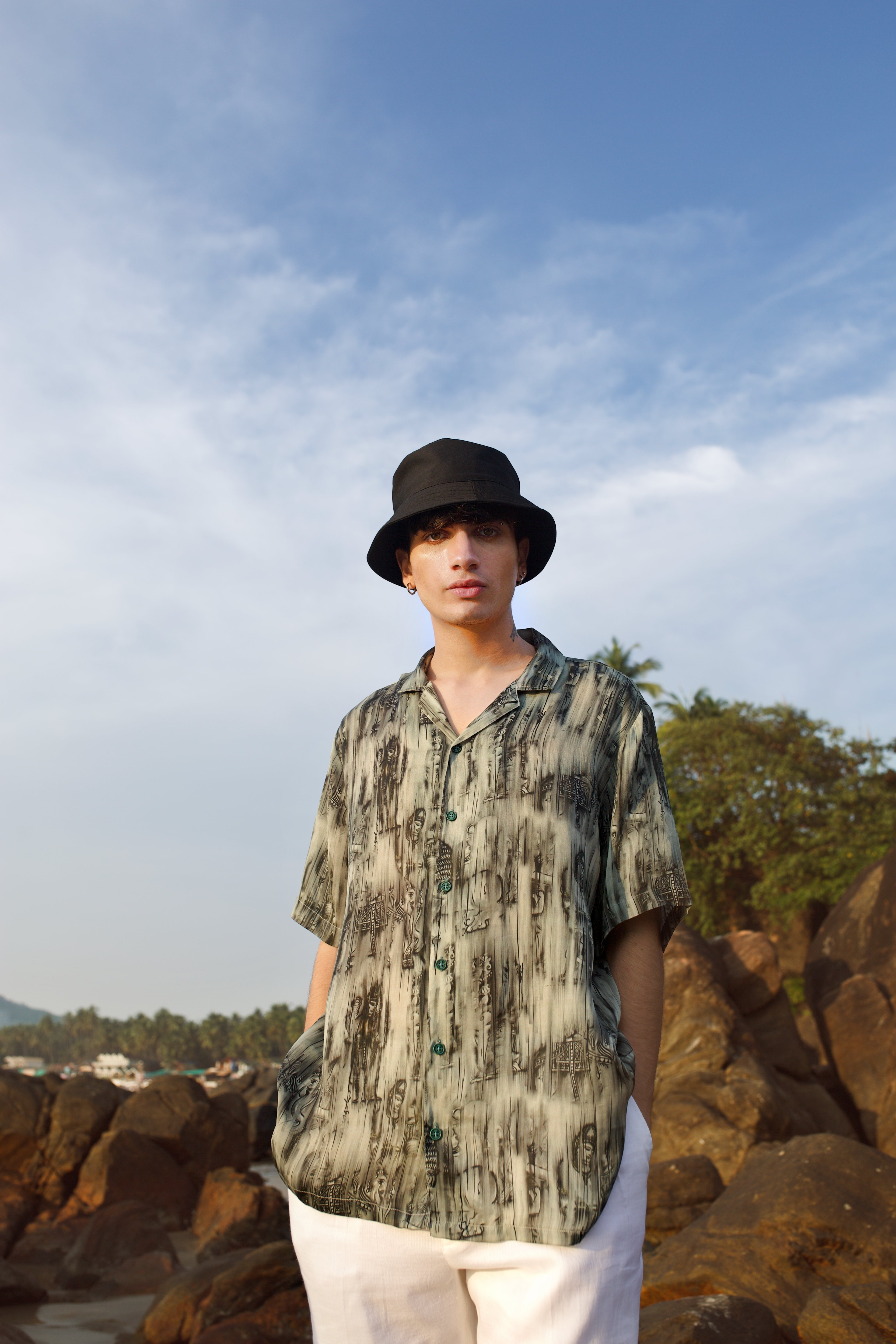 Khajuraho Abstract Dark Brown Oversize Shirt