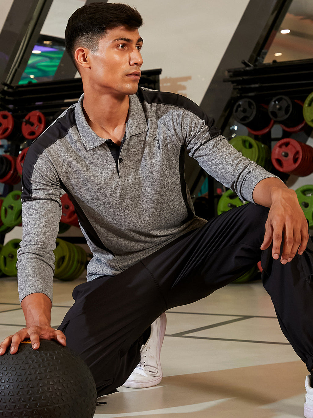 Campus Sutra Heathered Contrast Activewear T-Shirt