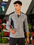 Campus Sutra Heathered Contrast Activewear T-Shirt