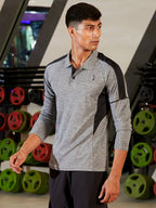 Campus Sutra Heathered Contrast Activewear T-Shirt