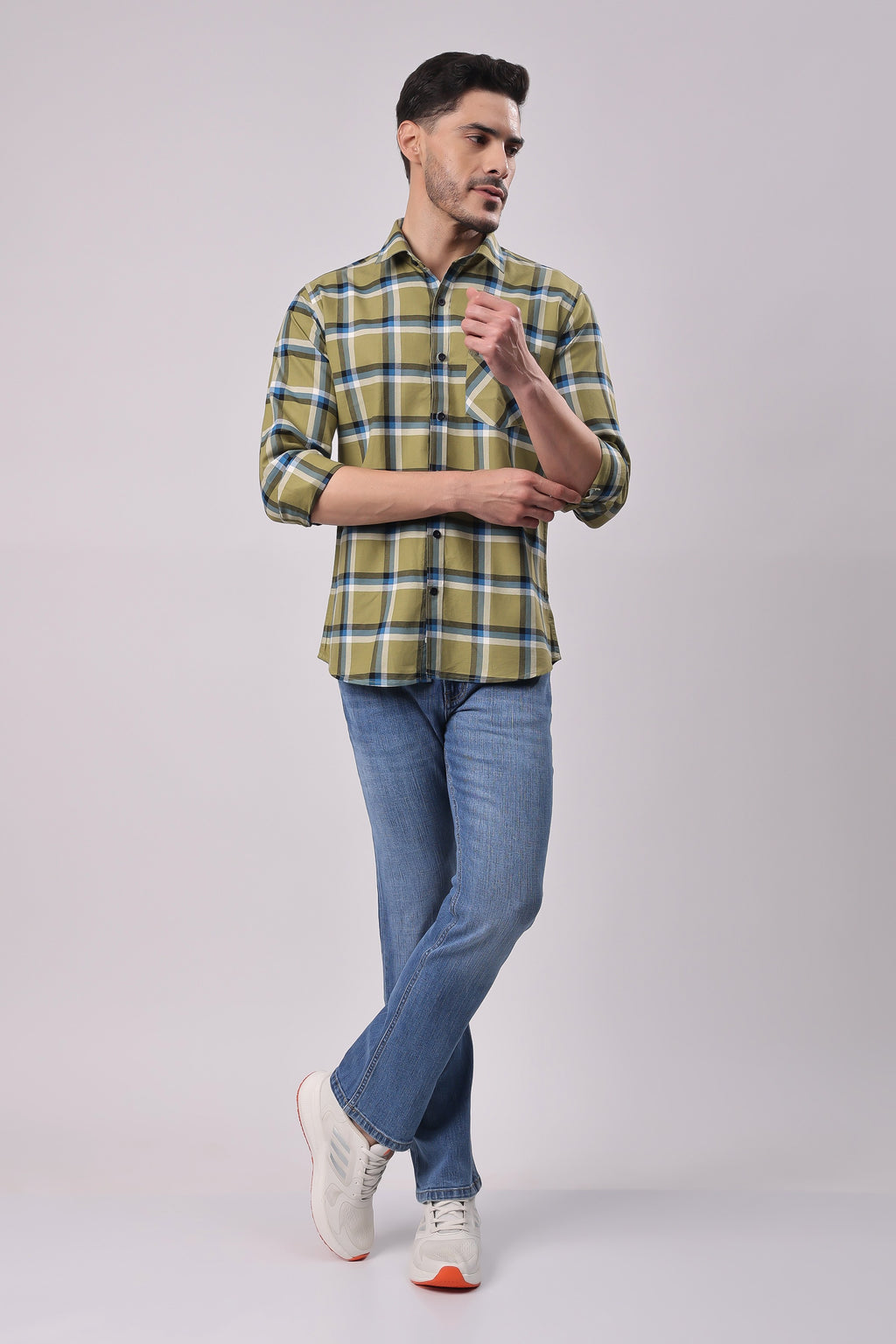 Stylox Regular Fit Full Sleeve Check Casual Shirt For Men's