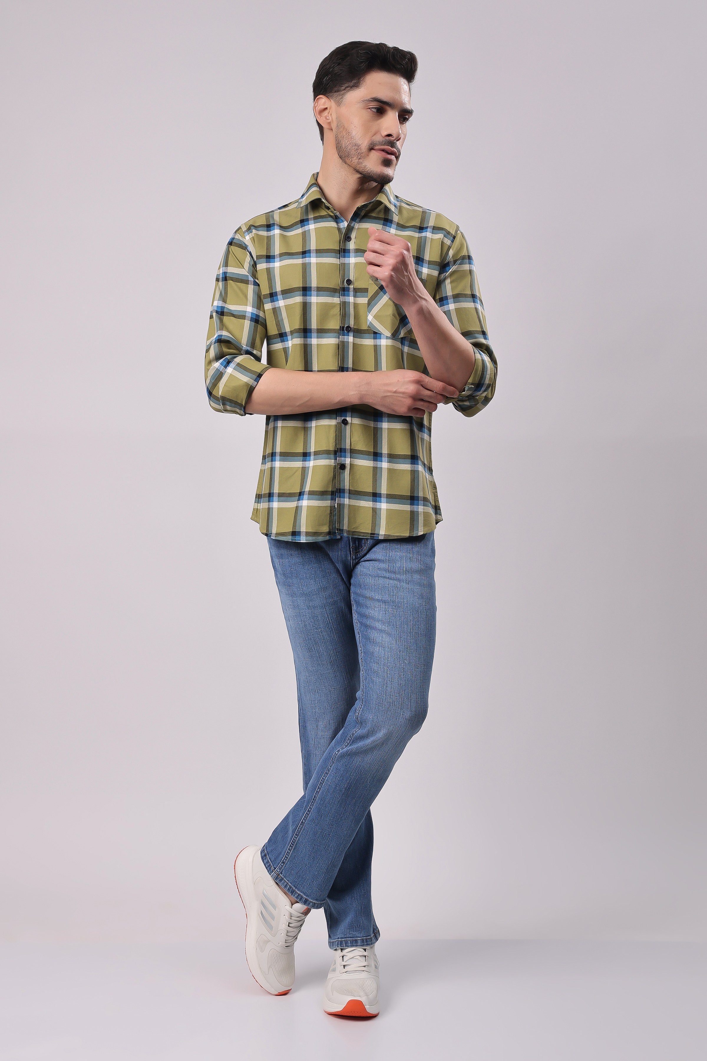 Stylox Regular Fit Full Sleeve Check Casual Shirt For Men's