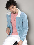 Campus Sutra Zip-Front Jacket With Fleece Collar
