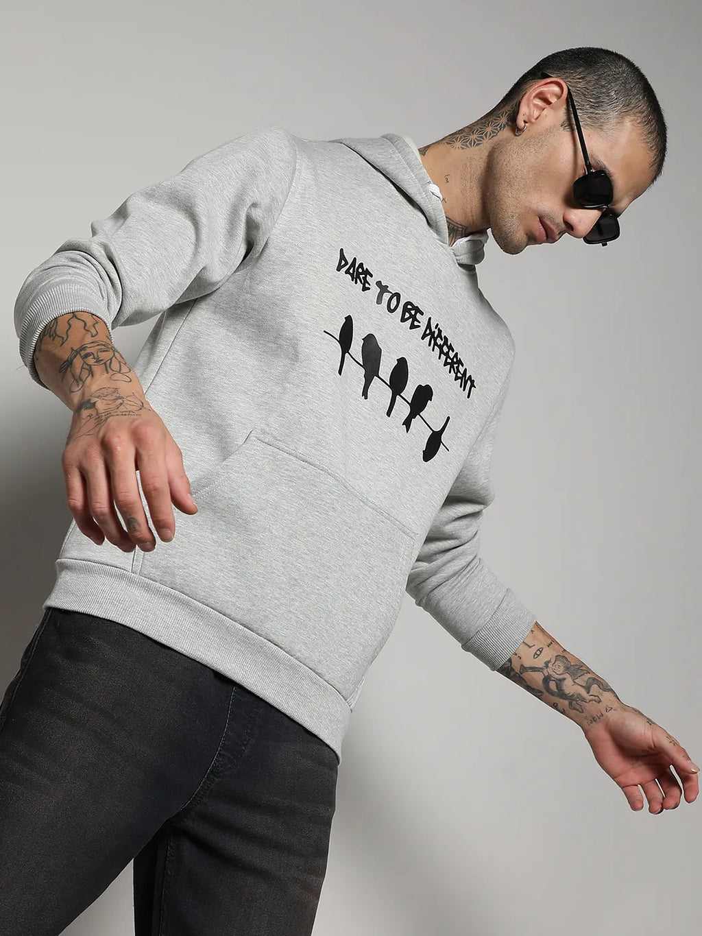 Campus Sutra Dare To Be Different Hoodie With Kangaroo Pocket