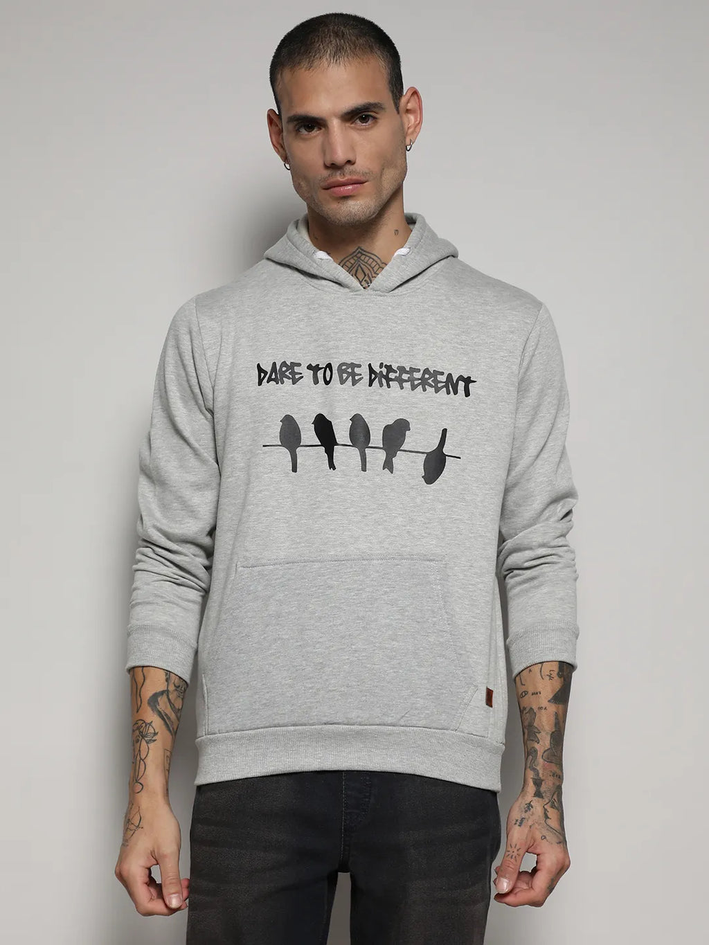 Campus Sutra Dare To Be Different Hoodie With Kangaroo Pocket