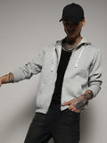 Campus Sutra Zip-Front Hoodie With Contrast Drawstring
