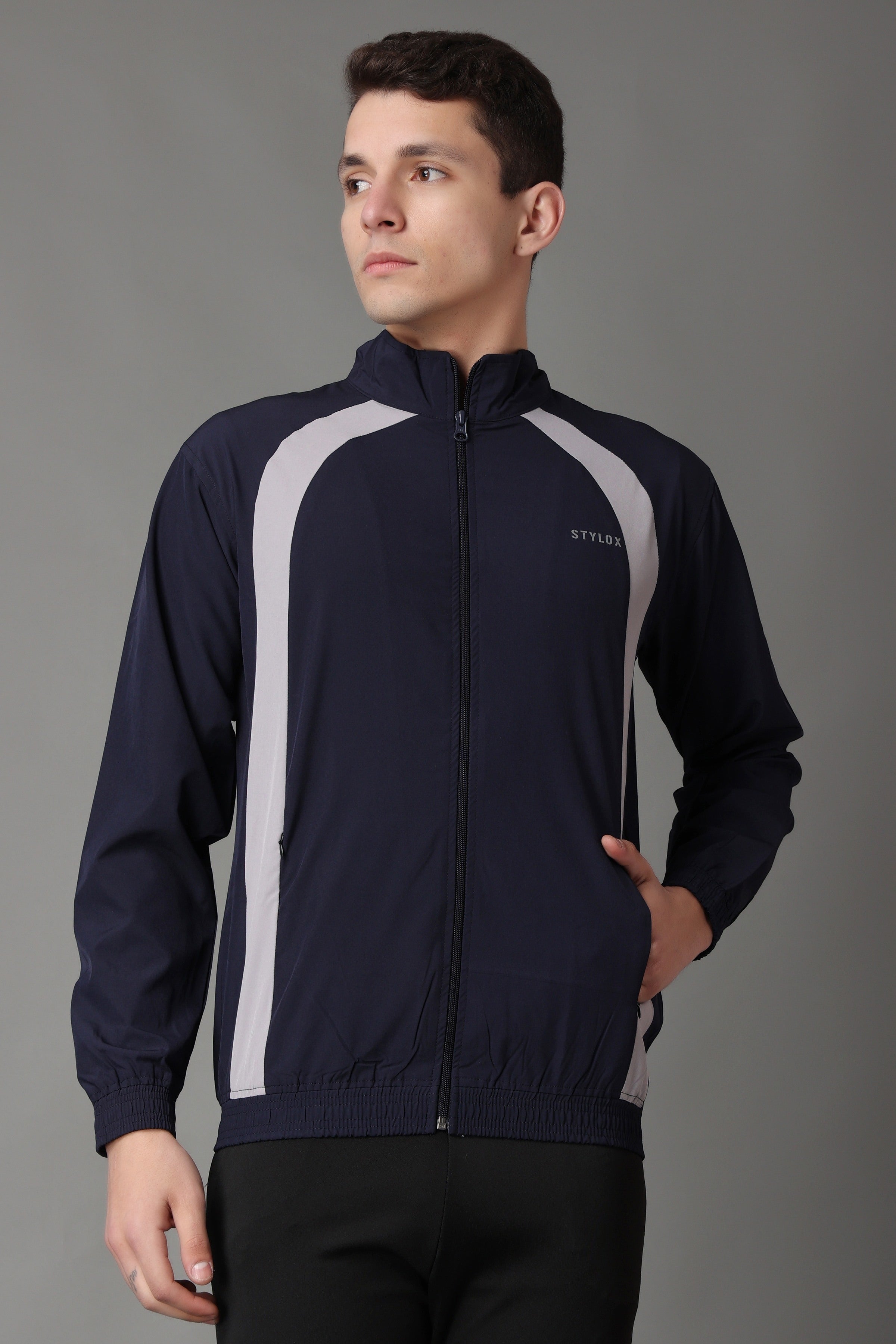 Stylox Regular Fit Men's Full Sleeve Solid Jacket with Zip Closure